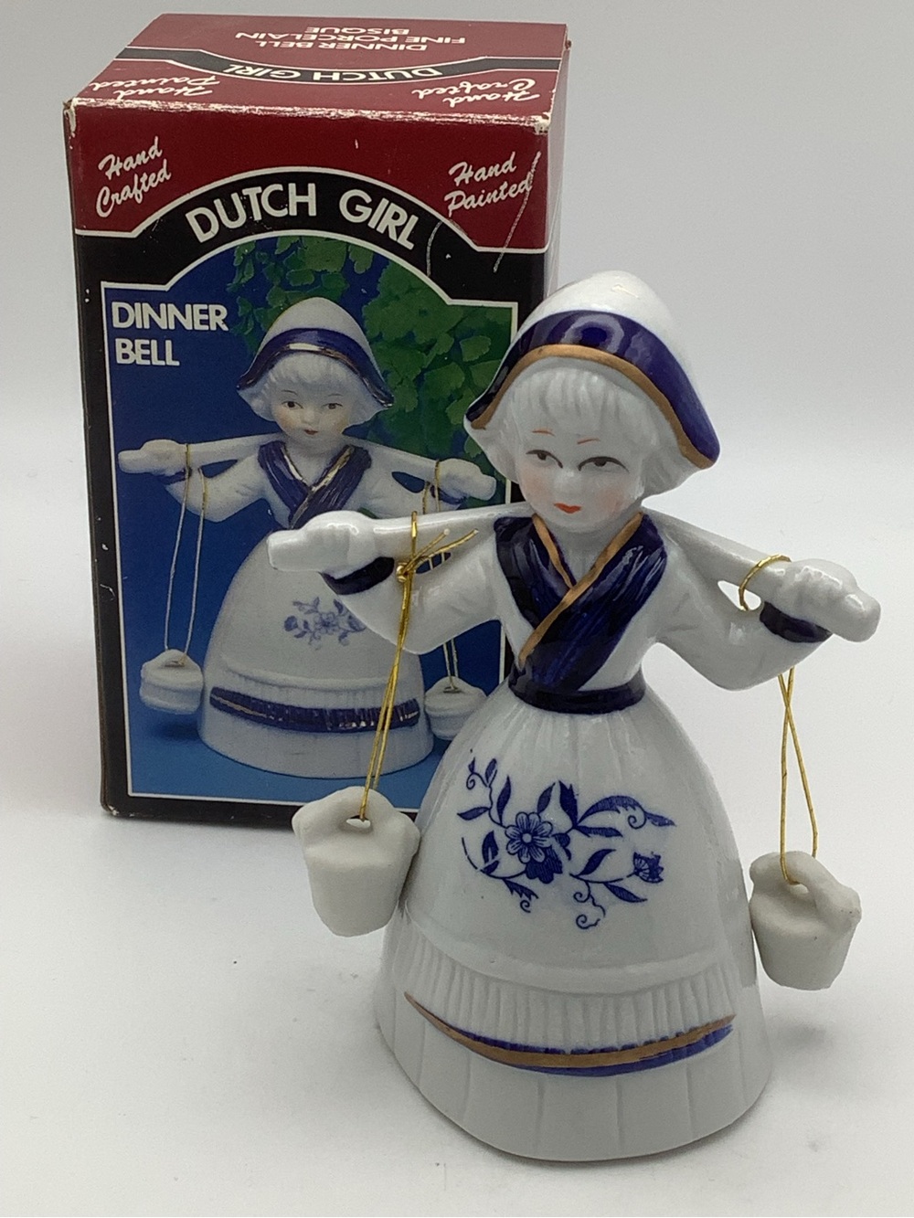 Vintage 1989 Hand Painted Dutch Girl Dinner Bell